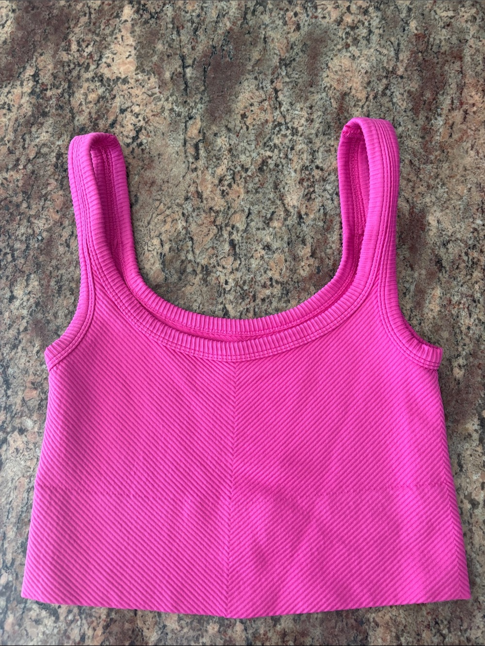 Pink Ribbed Cropped Tank Top